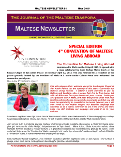 Newsletter 81 - WEBSITE OF THE MALTESE DIASPORA
