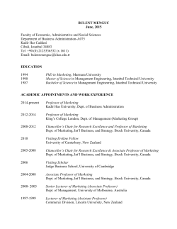 BULENT MENGUC April, 2015 Faculty of Economic, Administrative