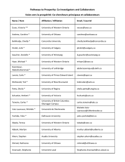 Pathways to Prosperity: Co-investigators and Collaborators Voies