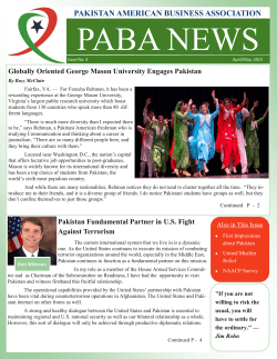 PABA Newsletter - Pakistan American Business Association