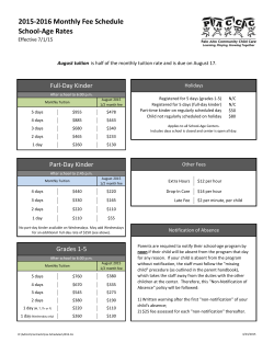 2015-2016 School-Age Fee Schedule