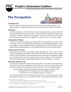 The Occupation Â© - People`s Awareness Coalition