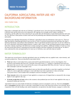 california agricultural water use: key background