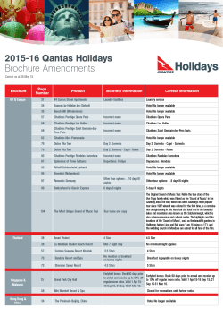 2015-16 Qantas Holidays Brochure Amendments
