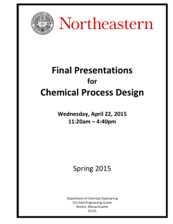 Final Presentations Chemical Process Design