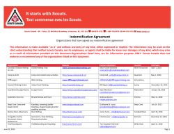BCY Organizations Indemnification List