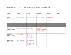 Week 10 Term 1 2015 Football and Rugby Training Schedule