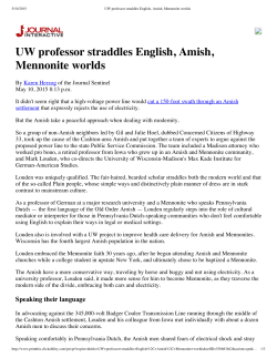UW professor straddles English, Amish, Mennonite