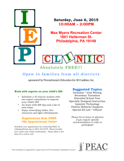 philadelphia IEP Clinic 2015 - Pennsylvania Education for All