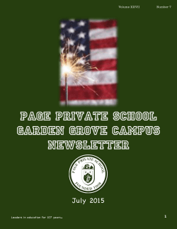 Page Private school Garden Grove Campus nEWSLETTER