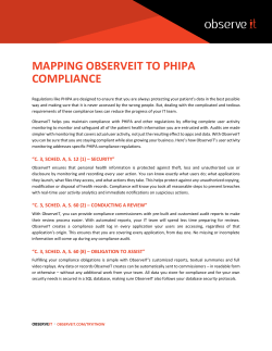 MAPPING OBSERVEIT TO PHIPA COMPLIANCE