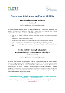 Educational Attainment and Social Mobility Pre