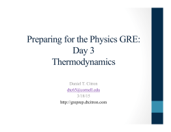 Preparing for the Physics GRE: Day 3 Thermodynamics