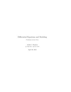 Differential Equations and Modeling