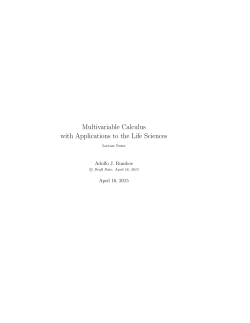 Multivariable Calculus with Applications to the Life Sciences