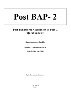 Post BAP-2 Questionnaire Booklet