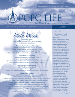 PCPC Life April 2015 Newsletter - Palma Ceia Presbyterian Church