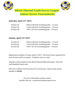Alfred-Almond Youth Soccer League Indoor Soccer Tournaments