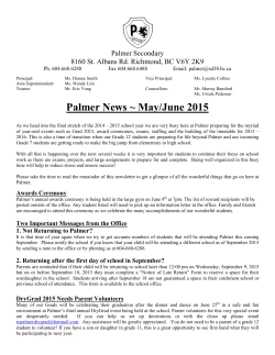 Palmer News ~ May/June 2015 - RC Palmer Secondary School