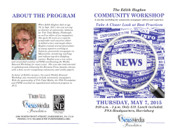 about the program community workshop thursday, may 7, 2015