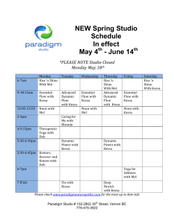NEW Spring Studio Schedule In effect May 4 - June 14