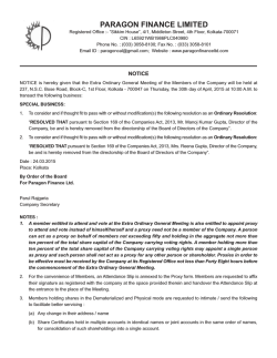 EGM Notice for 30th day of April, 2015