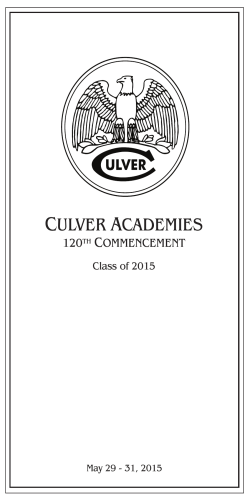 Commencement Program - Culver Parents Portal
