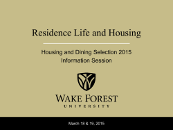 Residence Life and Housing Room Selection Info Session