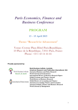 Paris Economics, Finance and Business Conference