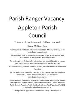Parish Ranger Vacancy Appleton Parish Council