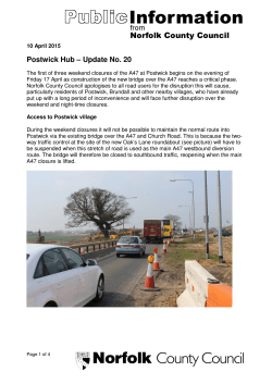Postwick Hub Roadworks Newsletter 10th April 2015