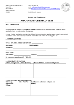 APPLICATION FOR EMPLOYMENT - Lincolnshire County Council