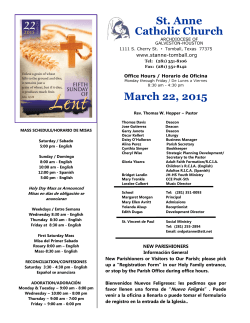 March 22, 2015 - Saint Anne Catholic Community
