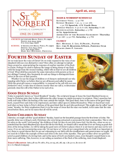 FOURTH SUNDAY OF EASTER - St. Norbert Catholic Community