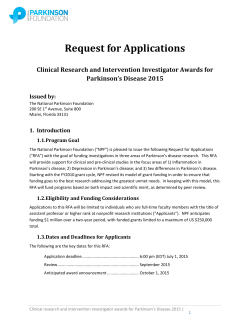 Request for Applications - National Parkinson Foundation