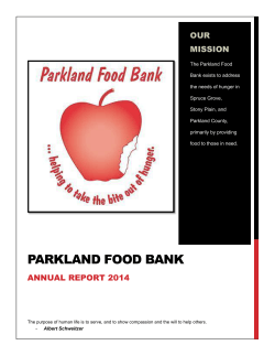 2014 Parkland Food Bank Annual Report