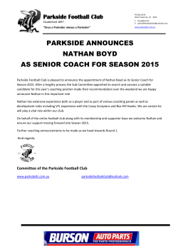 parkside announces nathan boyd as senior coach for season 2015