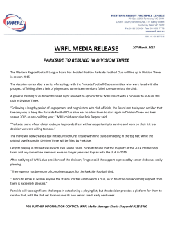WRFL MEDIA RELEASE - Parkside Football Club Home