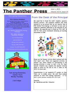 June, 2015 Newsletter - Park Springs Elementary