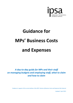 Guidance for MPs` Business Costs and Expenses