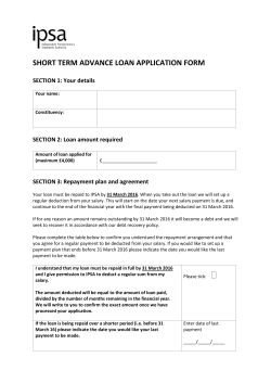 Short Term Advance Loan Form - Independent Parliamentary