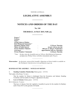 Notice Paper No 144 - Parliament of Western Australia