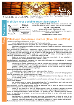 KalÃ©idoscope nÂ° 64 de mai 2015 - Paroisse Saint Benoit â Bron