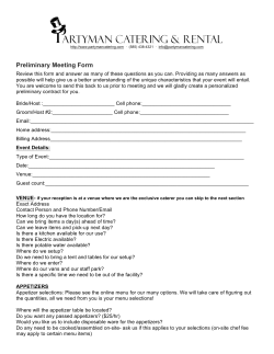 Preliminary Meeting Form - Partyman Catering and Rental