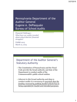 Pennsylvania Department of the Auditor General Eugene A