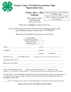 Passaic County 4-H Public Presentation Night Registration Form