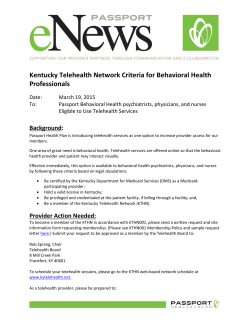 Kentucky Telehealth Network Criteria for Behavioral Health