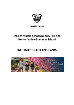 Head of Middle School/Deputy Principal Hunter Valley Grammar