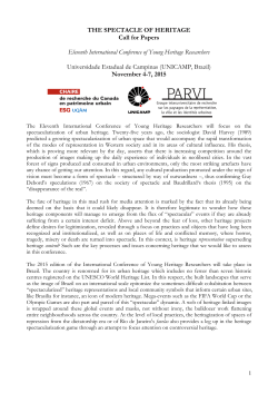 THE SPECTACLE OF HERITAGE Call for Papers Eleventh