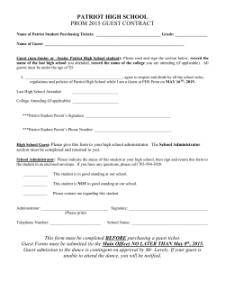 PATRIOT HIGH SCHOOL PROM 2015 GUEST CONTRACT